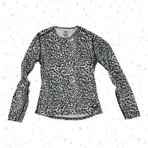 Hot Chilly’s Snow Leopard Print Base Layer Pullover Long Sleeve Top YOUTH Size L